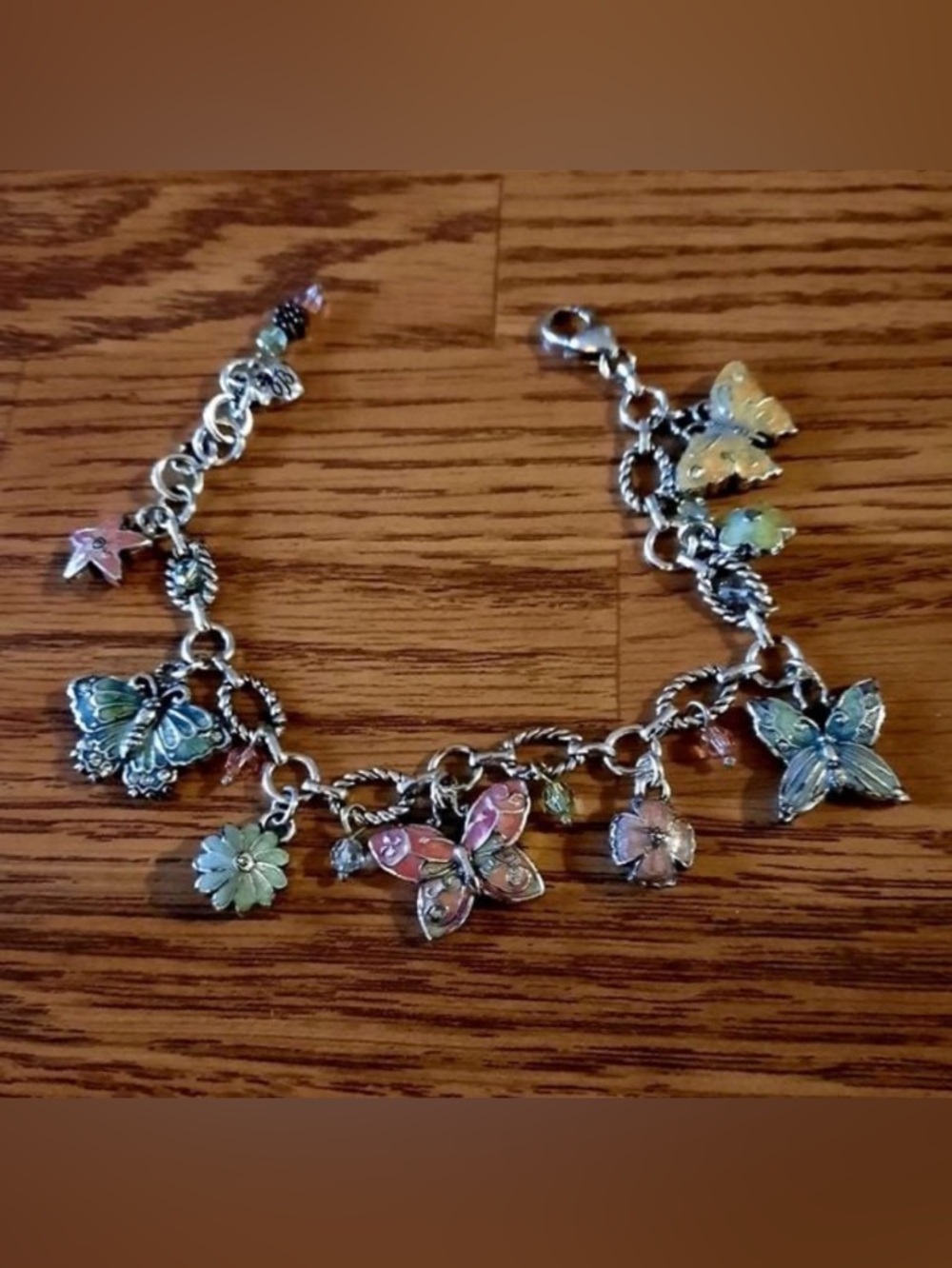 🦋 BRIGHTON 🌺 Silver Butterfly & Flower Charm Bracelet! - Picture 7 of 15